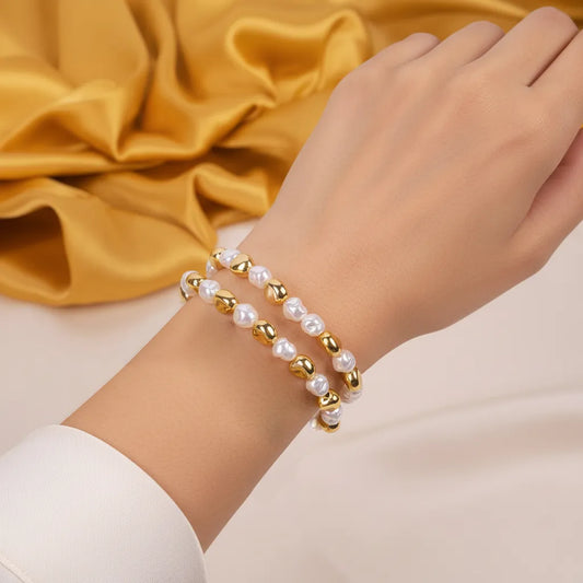 Pack Of 2 Golden Pearl Bracelet