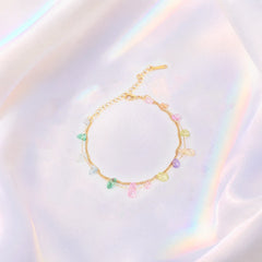 Pastel Gemstone Chain Bracelet - 18K Gold Plated