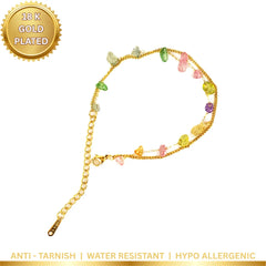 Pastel Gemstone Chain Bracelet - 18K Gold Plated