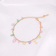Pastel Gemstone Chain Bracelet - 18K Gold Plated