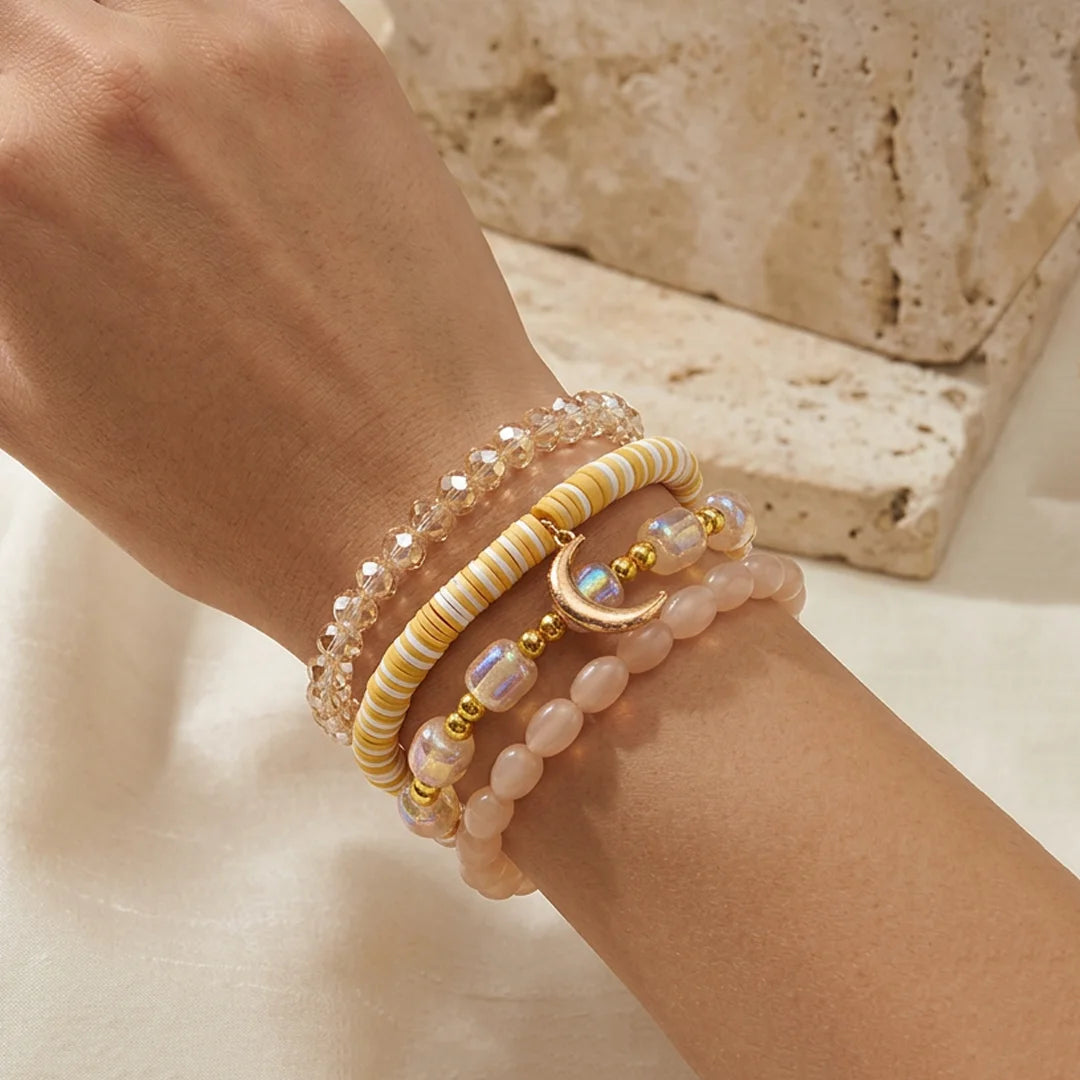 Pack Of 4 Coral Beaded Bracelet Combo