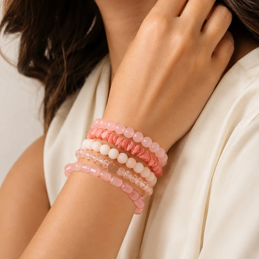 Pack Of 5 Coral Pink Bracelet Combo