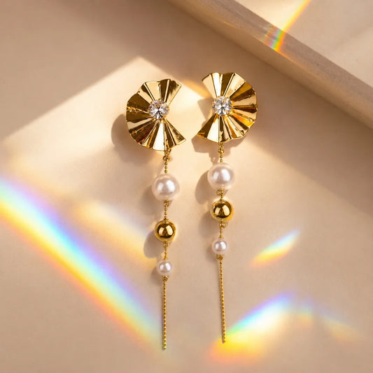Opera Fan Tassel Drop Earrings