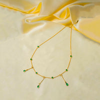 Studded Green Gems Dainty Necklace - 18K Gold Plated