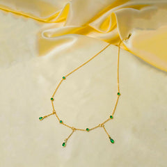 Studded Green Gems Dainty Necklace - 18K Gold Plated