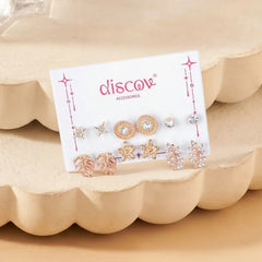 Pack of 6 Golden Crystal Starfall Mini Studs Combo