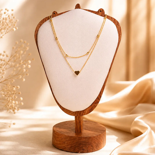 Golden Layered Heart Chain Necklace
