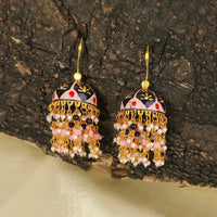 Meenakari Floral Petal Beaded Jhumka