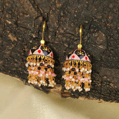 Meenakari Floral Petal Beaded Jhumka
