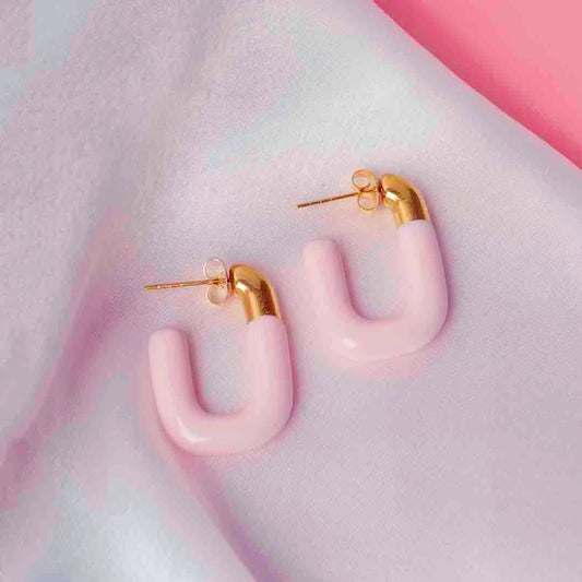 Pastel U Shaped Open Hoops - 18K Gold Plated