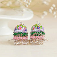 Meenakari Floral Spring Beaded Jhumka