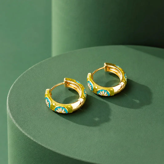 Pista Bloom Hoops Earrings - 18K Gold Plated