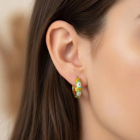 Pista Bloom Hoops Earrings - 18K Gold Plated