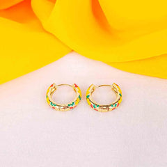 Bright Floral Hoop Earrings - 18K Gold Plated