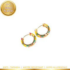 Bright Floral Hoop Earrings - 18K Gold Plated