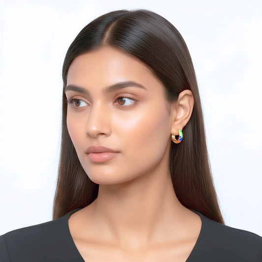 Cobalt Bloom Hoop Earrings - 18K Gold Plated