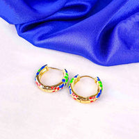 Cobalt Bloom Hoop Earrings - 18K Gold Plated