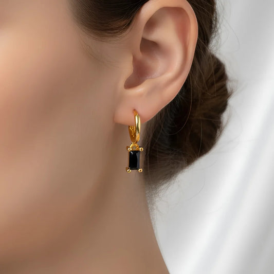 Crystal Gems Small Round Hoops - 18K Gold Plated