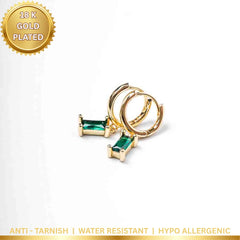 Crystal Gems Small Round Hoops - 18K Gold Plated