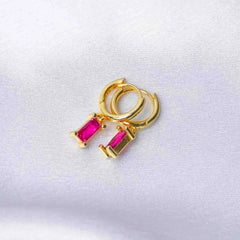Crystal Gems Small Round Hoops - 18K Gold Plated