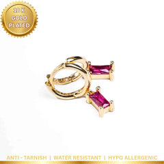 Crystal Gems Small Round Hoops - 18K Gold Plated