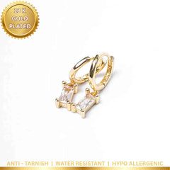 Crystal Gems Small Round Hoops - 18K Gold Plated