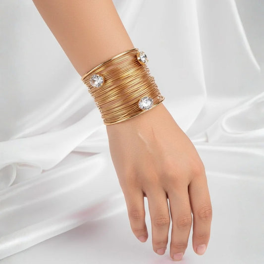 Crystal Sparkle Statement Bracelet - 18K Gold Plated