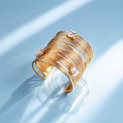 Crystal Sparkle Statement Bracelet - 18K Gold Plated