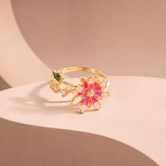 Blush Floral Blossom Ring - 18K Gold Plated