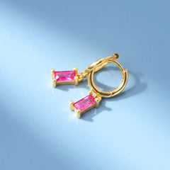 Crystal Gems Small Round Hoops - 18K Gold Plated