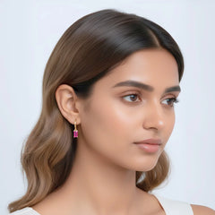 Crystal Gems Small Round Hoops - 18K Gold Plated
