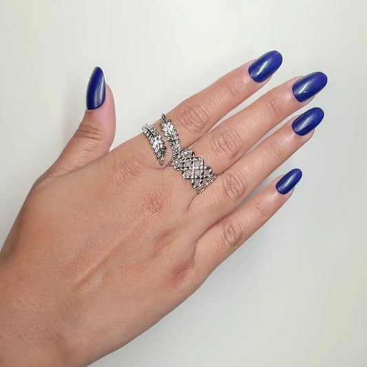 Pack of 2 Leaf Vine And Lattice Rings