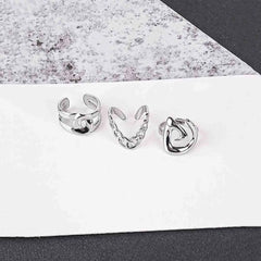 Pack of 3 Claw & Chain Rings - Rhodium Plated