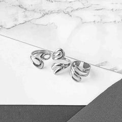 Pack of 3 Sculptural Rings - Rhodium Plated
