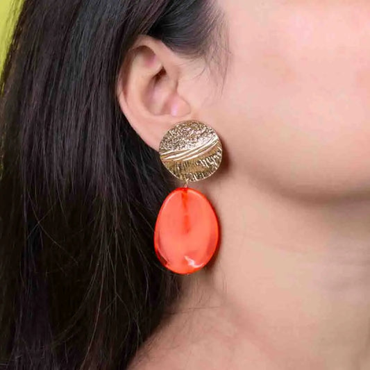 Bold Orange Statement Earrings