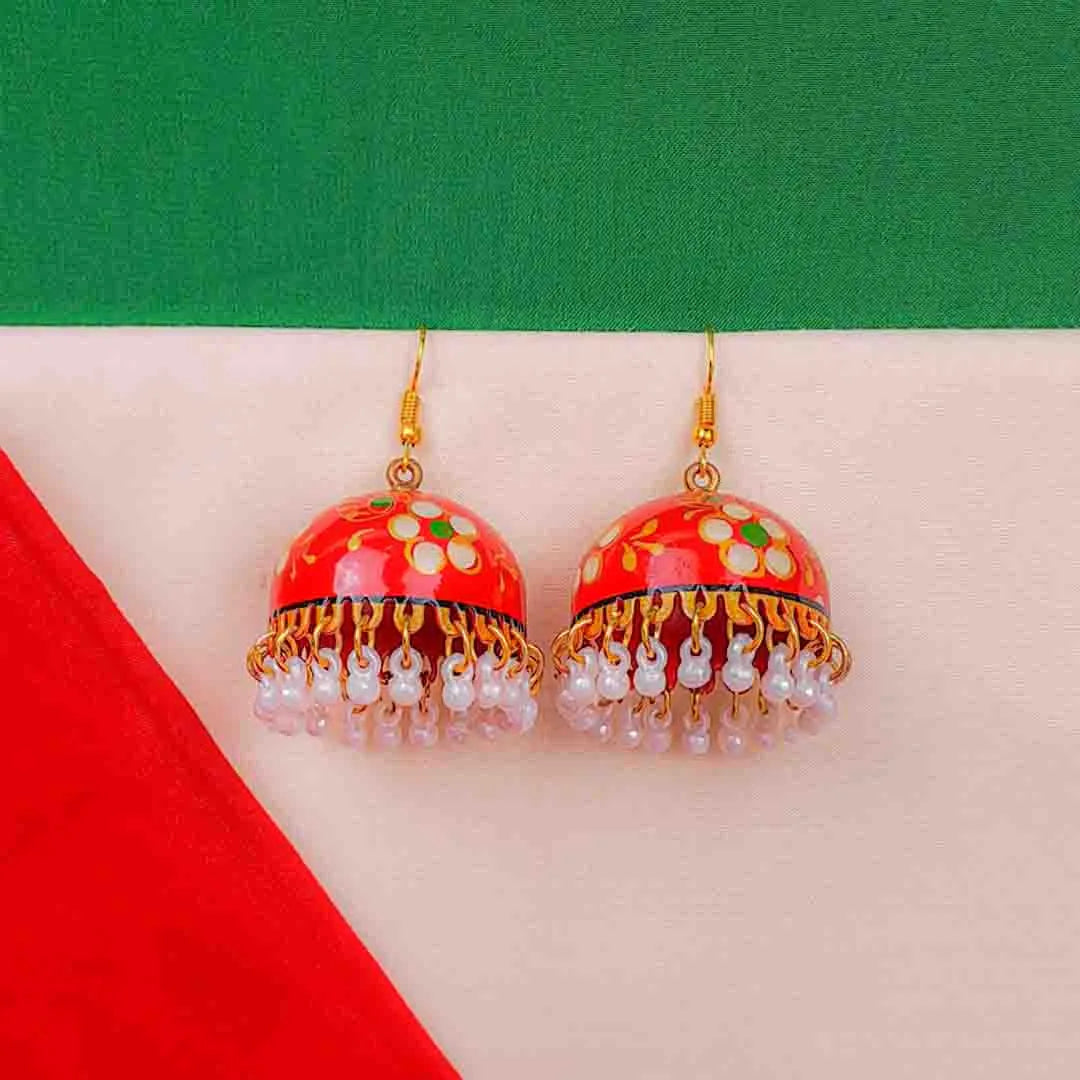 Floral Meenakari Bell Jhumka