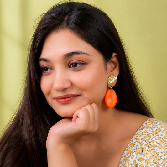 Bold Orange Statement Earrings