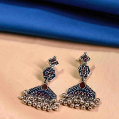 Bright Geometric Dual Coloured Dangle Earrings