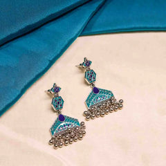 Bright Geometric Dual Coloured Dangle Earrings