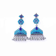 Bright Geometric Dual Coloured Dangle Earrings