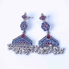 Bright Geometric Dual Coloured Dangle Earrings