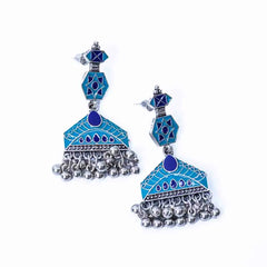 Bright Geometric Dual Coloured Dangle Earrings
