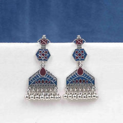 Bright Geometric Dual Coloured Dangle Earrings