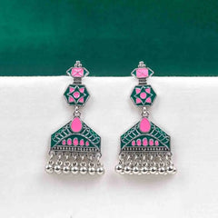Bright Geometric Dual Coloured Dangle Earrings