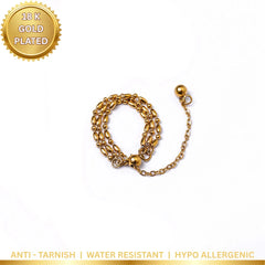 Golden Beaded Layered Chain Ring - 18K Gold Plated