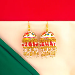 Floral Rose Meenakari Jhumka