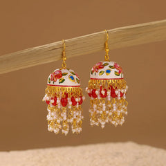 Floral Rose Meenakari Jhumka