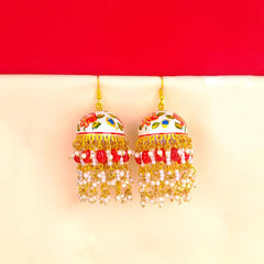 Floral Rose Meenakari Jhumka