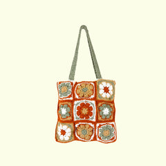 Floral Rustic Crochet Tote Bag