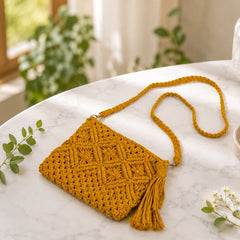 Mustard Macramé Sling Bag